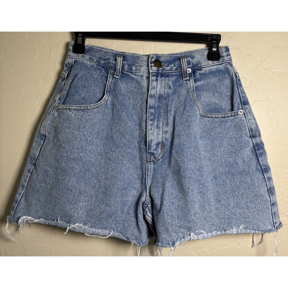 JLUXLABEL Womens 26 Light Wash Denim Shorts High Rise Raw Hem Cutoff 100% Cotton